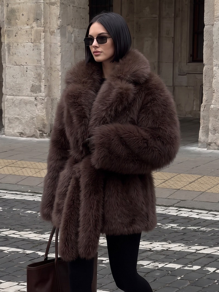 Wool Coat Peacoat - Mueyaruho 2026 Winter Dames Luxe Kunstbontjas