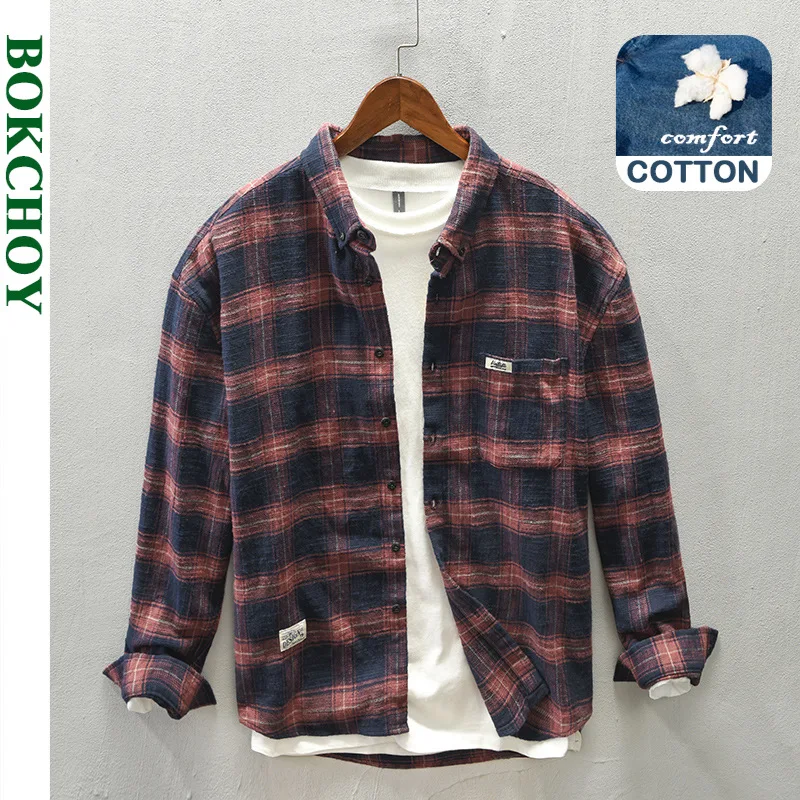 Flannel Shirt Lined - Lente en herfst nieuwe heren 100%
